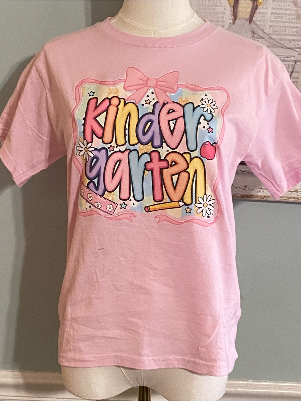 Gildan Pink Kids' 'Kindergarten' Graphic Tee